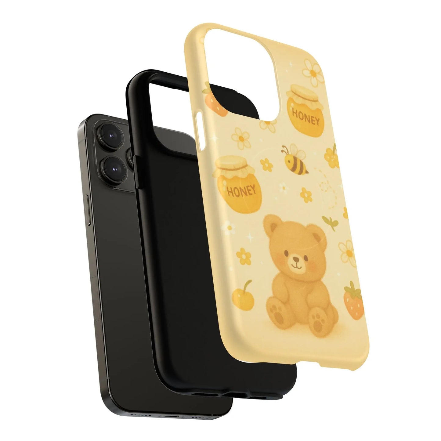 Cute Honey Teddy Bear iPhone Case — Yellow Bee & Honey Pot Design with MagSafe  Shamo's