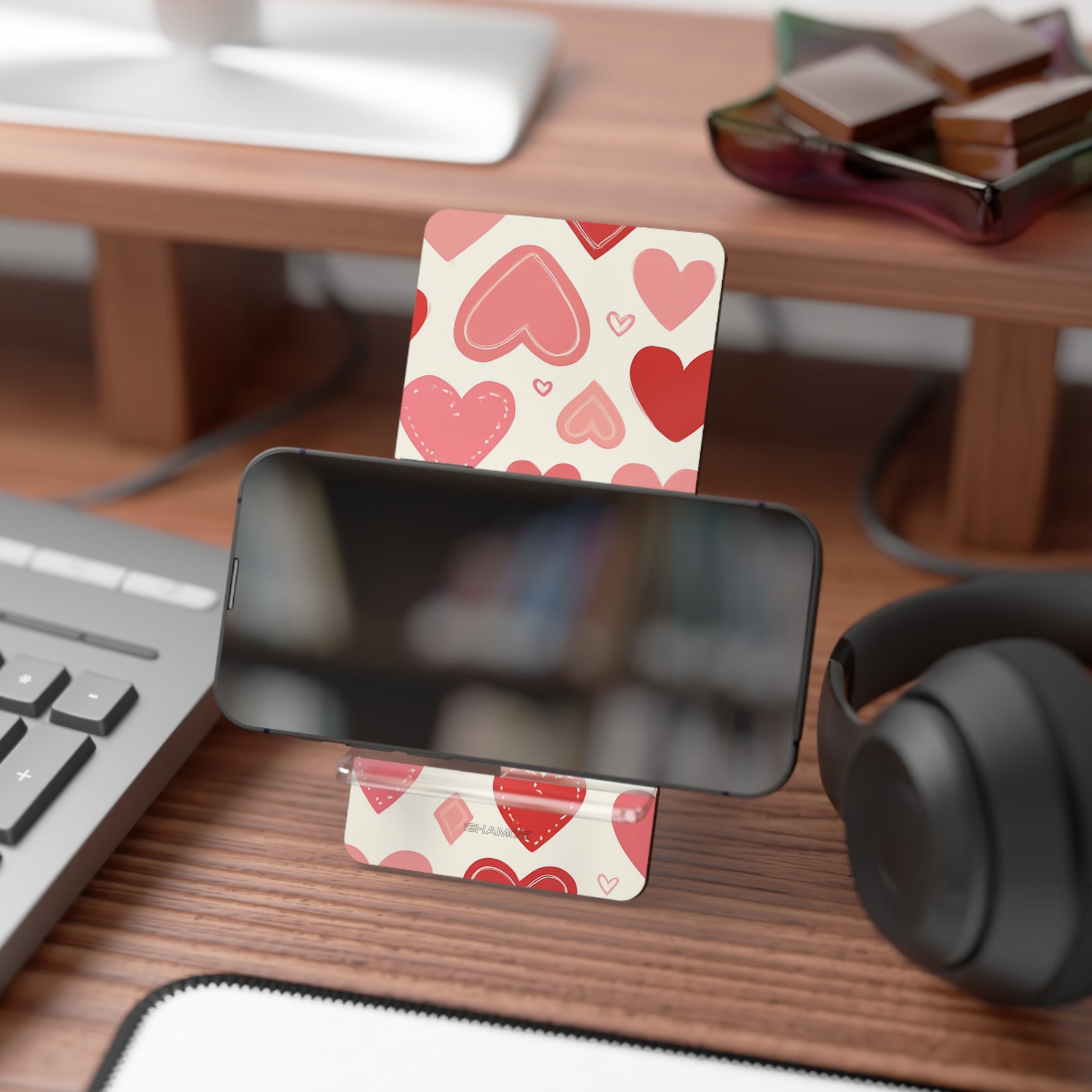 Valentine Heart Phone Stand – Cute Foldable Mobile Display Stand for Smartphones