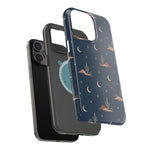 Desert Moon MagSafe Phone Case, glossy square triple-camera Pro model, exploded shell and liner with magnetic ring