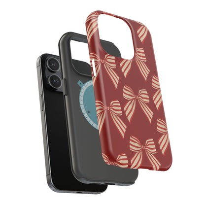 Holiday Red Bow iPhone Case — Impact‑Resistant iPhone Cover with MagSafe compatibility