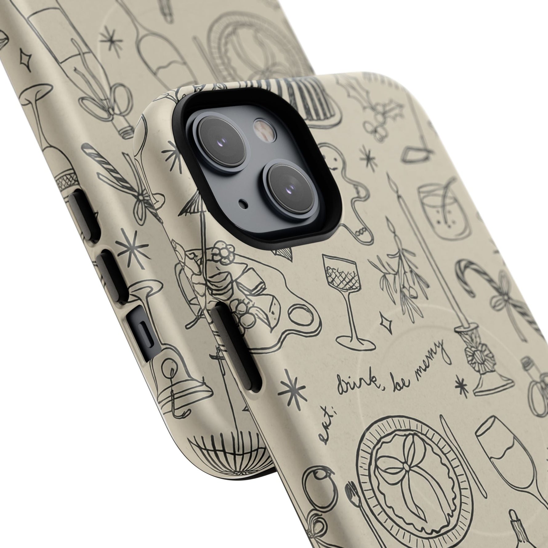 Festive Doodle iPhone Case (’drink, be merry’ Holiday Design) | compatible with MagSafe  Shamo's