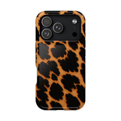 Leopard Print Impact-Resistant iPhone Case with MagSafe compatibility