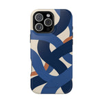 Indigo Loom MagSafe Phone Case – Blue & Ivory Abstract Woven Pattern