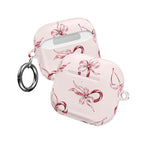 Floral Ribbon AirPod Case — Pink Bow Pattern Protective Cover