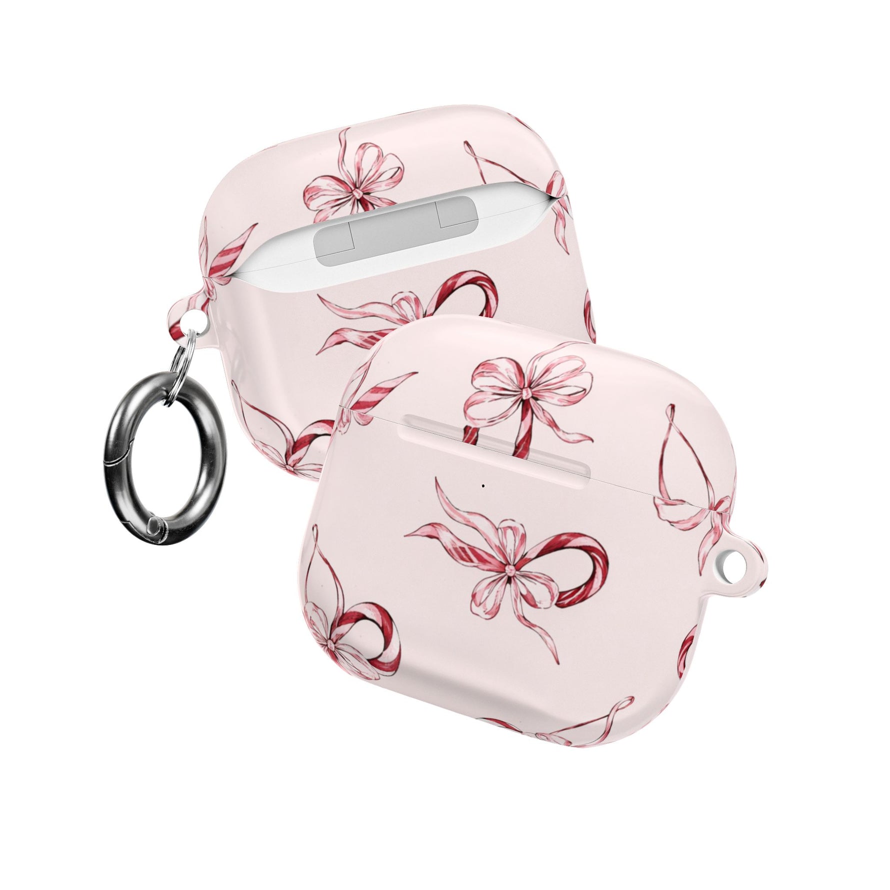 Floral Ribbon AirPod Case — Pink Bow Pattern Protective Cover