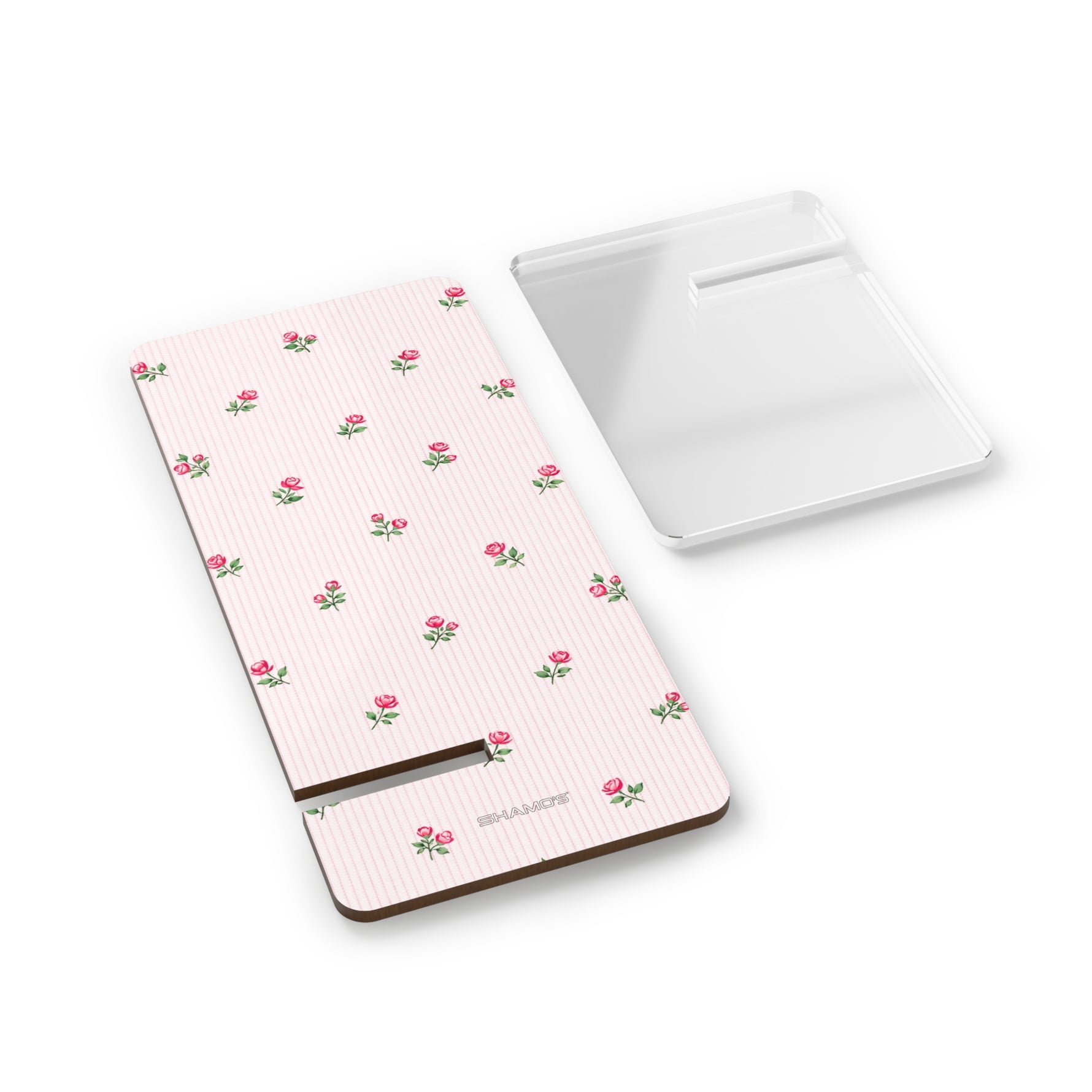 Floral Pink Phone Stand – Cute Rose Mobile Display Stand