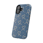 Lasso Hearts – Blue Western Heart MagSafe Phone Case, glossy vertical dual-camera model, angled rear view