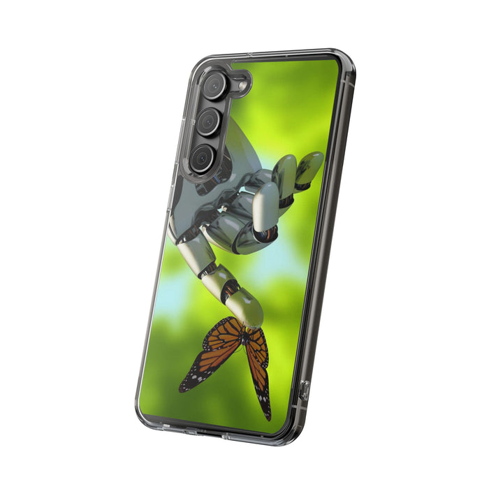 Clear Phone Cases with Robotic hand and Butterfly theme