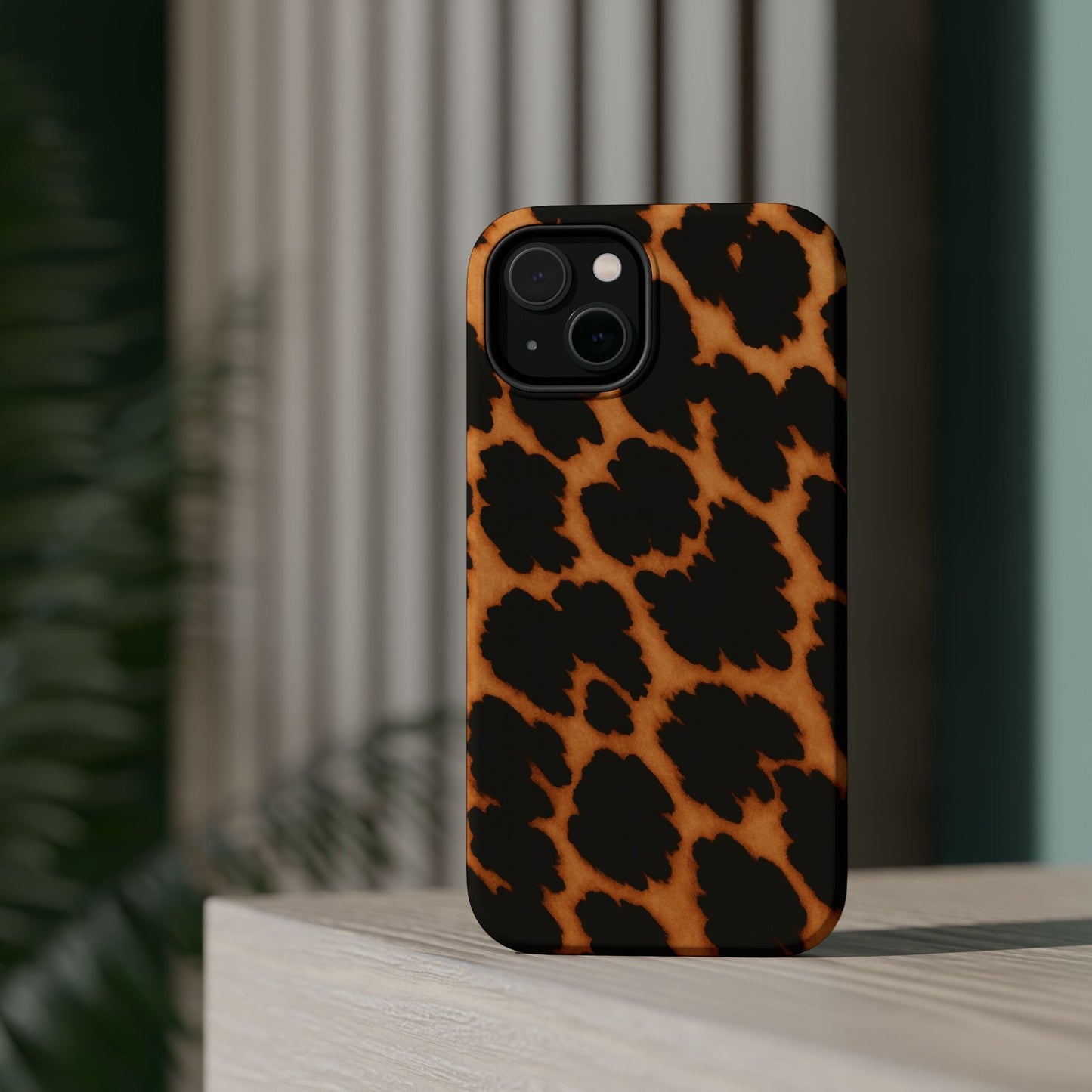 Leopard Print Impact-Resistant iPhone Case with MagSafe compatibility