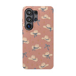 Ribbon Rodeo – Cowgirl Hat and Bow MagSafe Phone Case, Pink, glossy Samsung Galaxy S26 Ultra, rear view