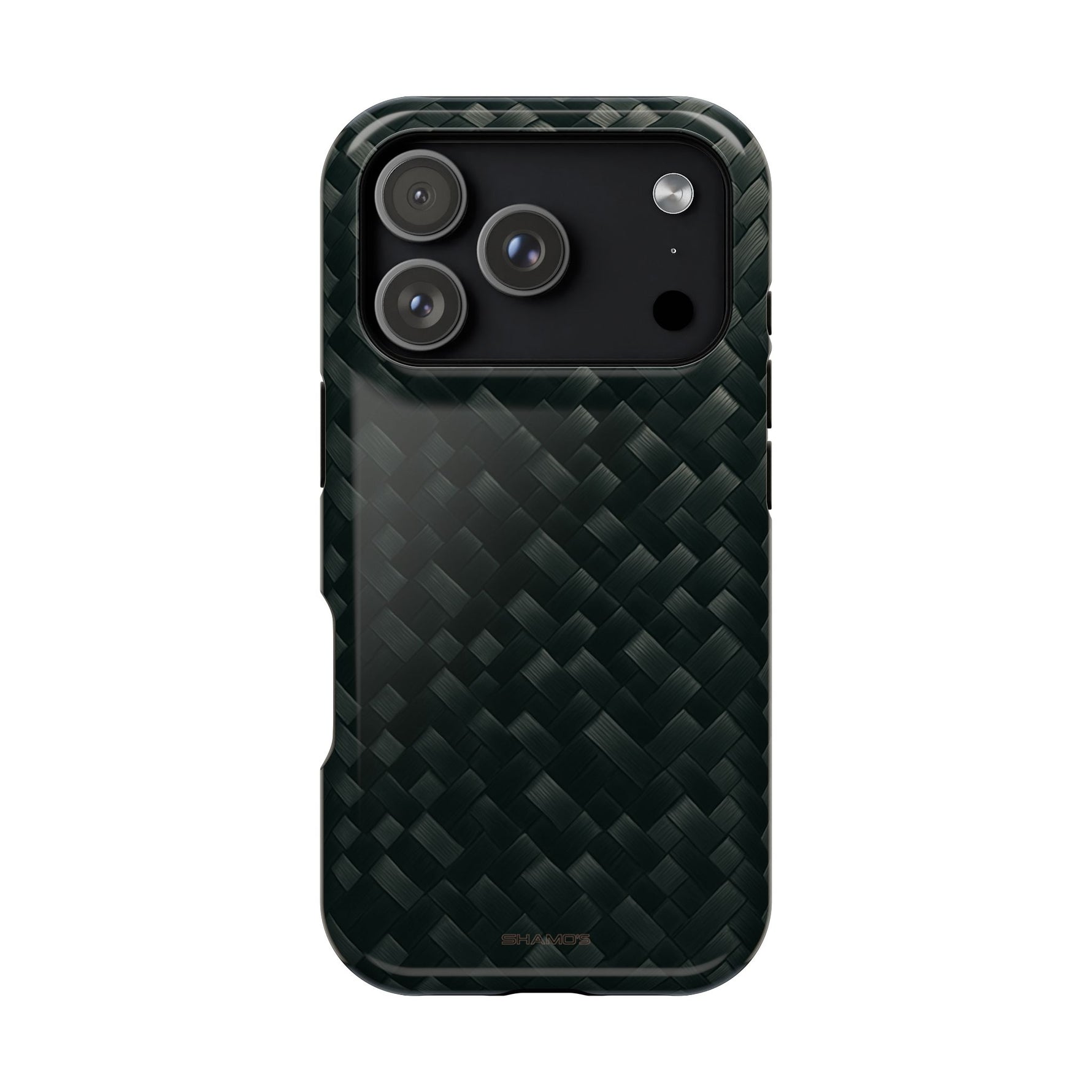 Dark Carbon Fiber Texture Magnetic Impact-Resistant iPhone Case | MagSafe compatible - iPhone 17 Pro / Glossy - Shamo's