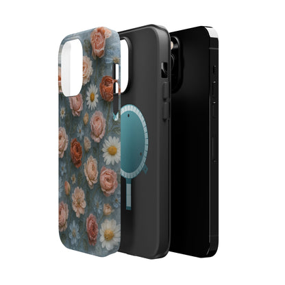 Frozen Floral Vintage Roses & Daisies iPhone Case with MagSafe compatibility  Shamo's