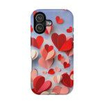3D Paper Hearts Valentine Love iPhone Case with MagSafe Compatibility, Personalizable - iPhone 17 / Matte - Shamo's