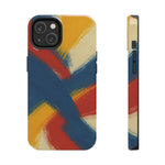Abstract Brushstroke Tough Phone Case — Colorful Red, Blue & Yellow Protective Cover  Shamo's iPhone 14