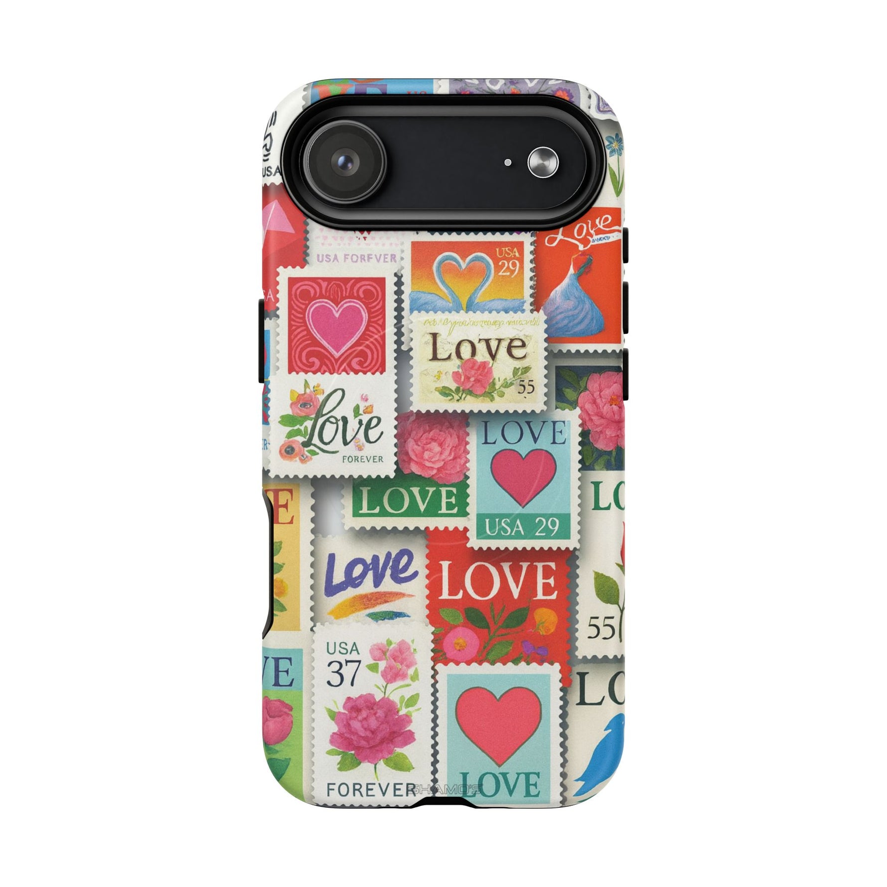 Vintage Romantic Love Stamp iPhone Case | Tough Protection + MagSafe