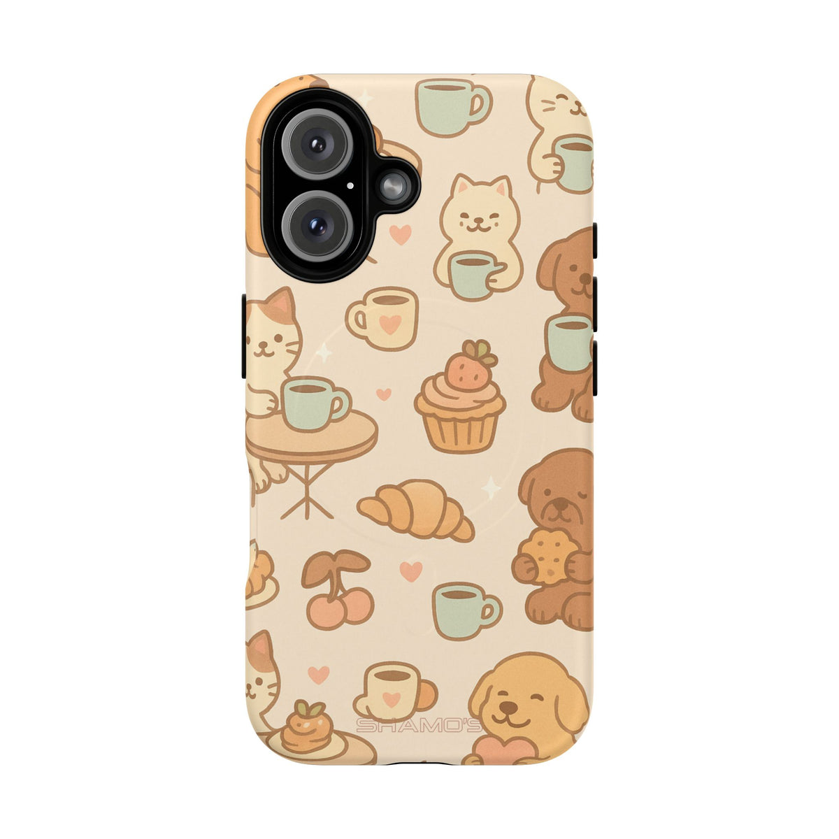 Funda para teléfono con diseño de gatos y perros y MagSafe