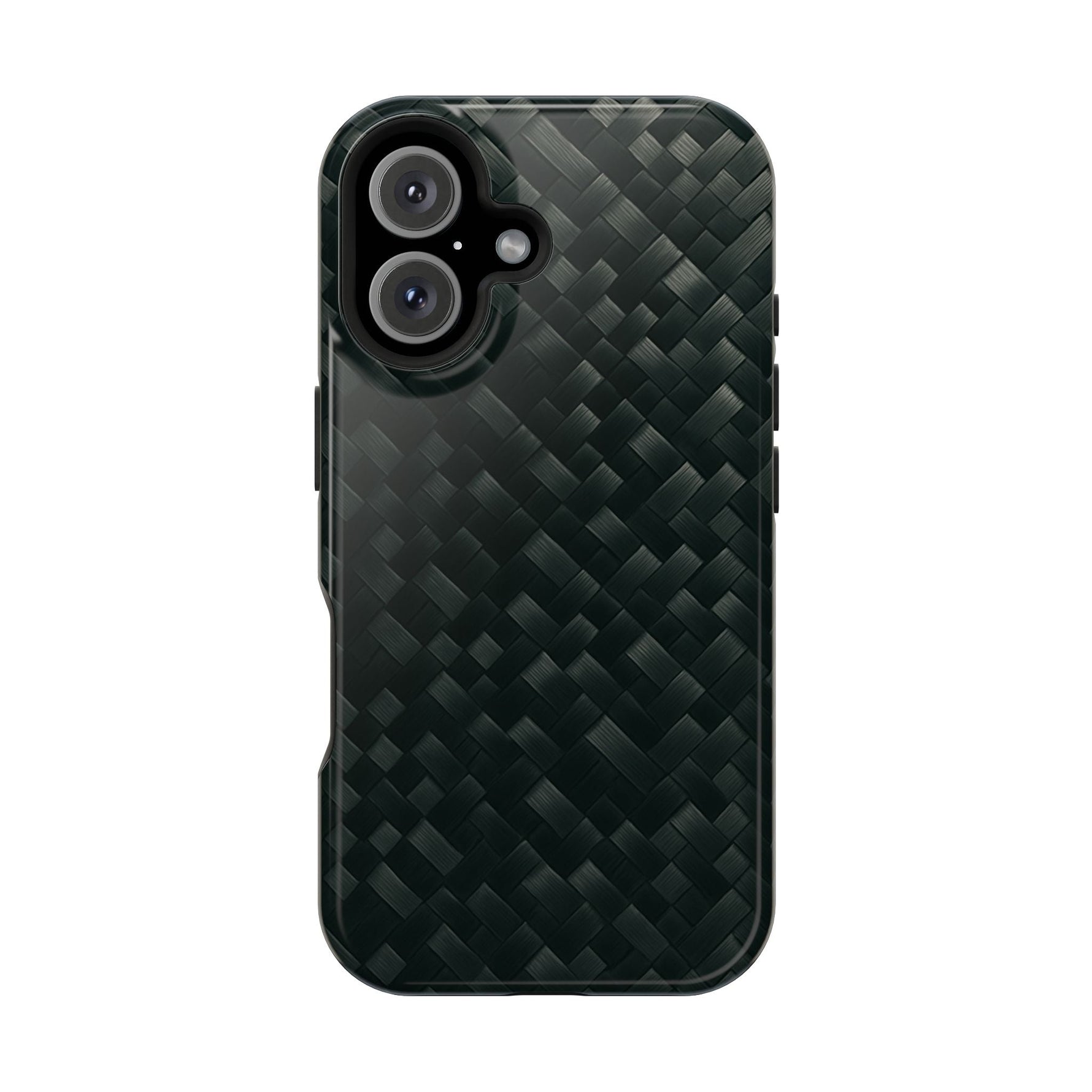 Dark Carbon Fiber Texture Magnetic Impact-Resistant iPhone Case | MagSafe compatible  Shamo's iPhone 16 / Glossy