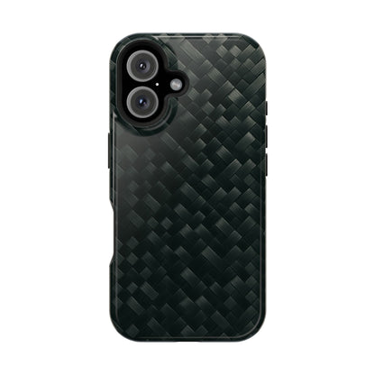 Dark Carbon Fiber Texture Magnetic Impact-Resistant iPhone Case | MagSafe compatible  Shamo's iPhone 16 / Glossy