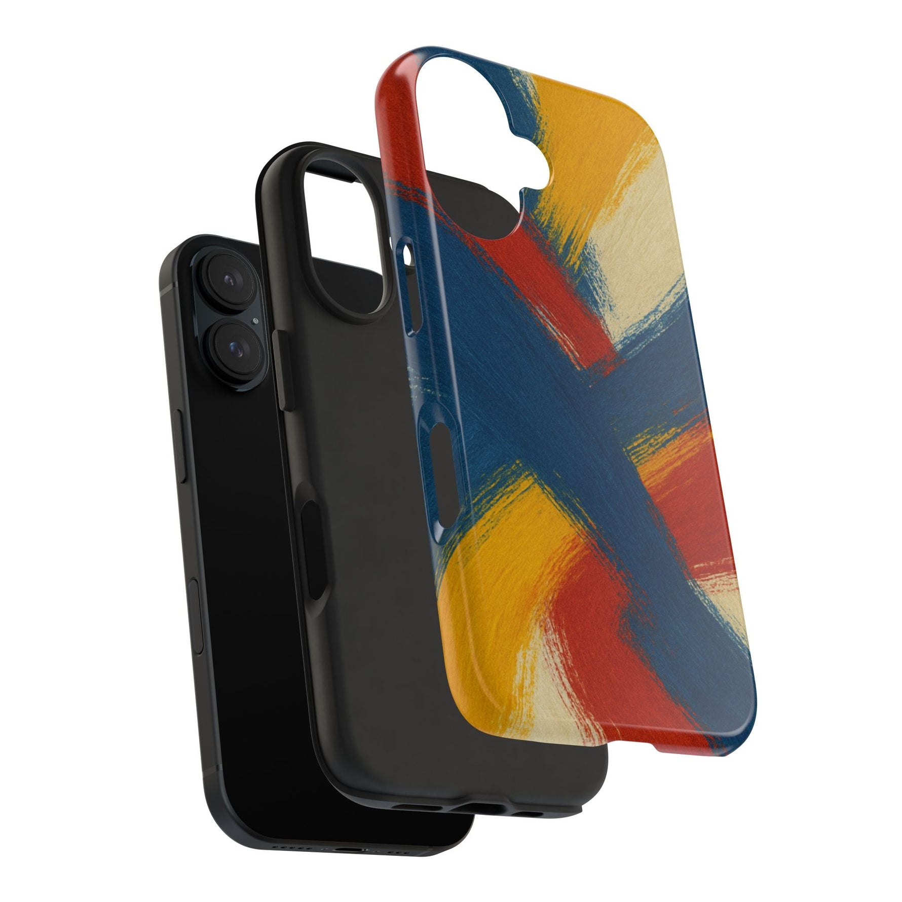 Abstract Brushstroke Tough Phone Case — Colorful Red, Blue & Yellow Protective Cover  Shamo's