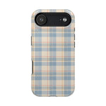 Ranch Check – Blue and Cream Plaid MagSafe Phone Case, glossy iPhone 17 Air, rear view