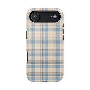 Ranch Check – Blue and Cream Plaid MagSafe Phone Case, glossy iPhone 17 Air, rear view