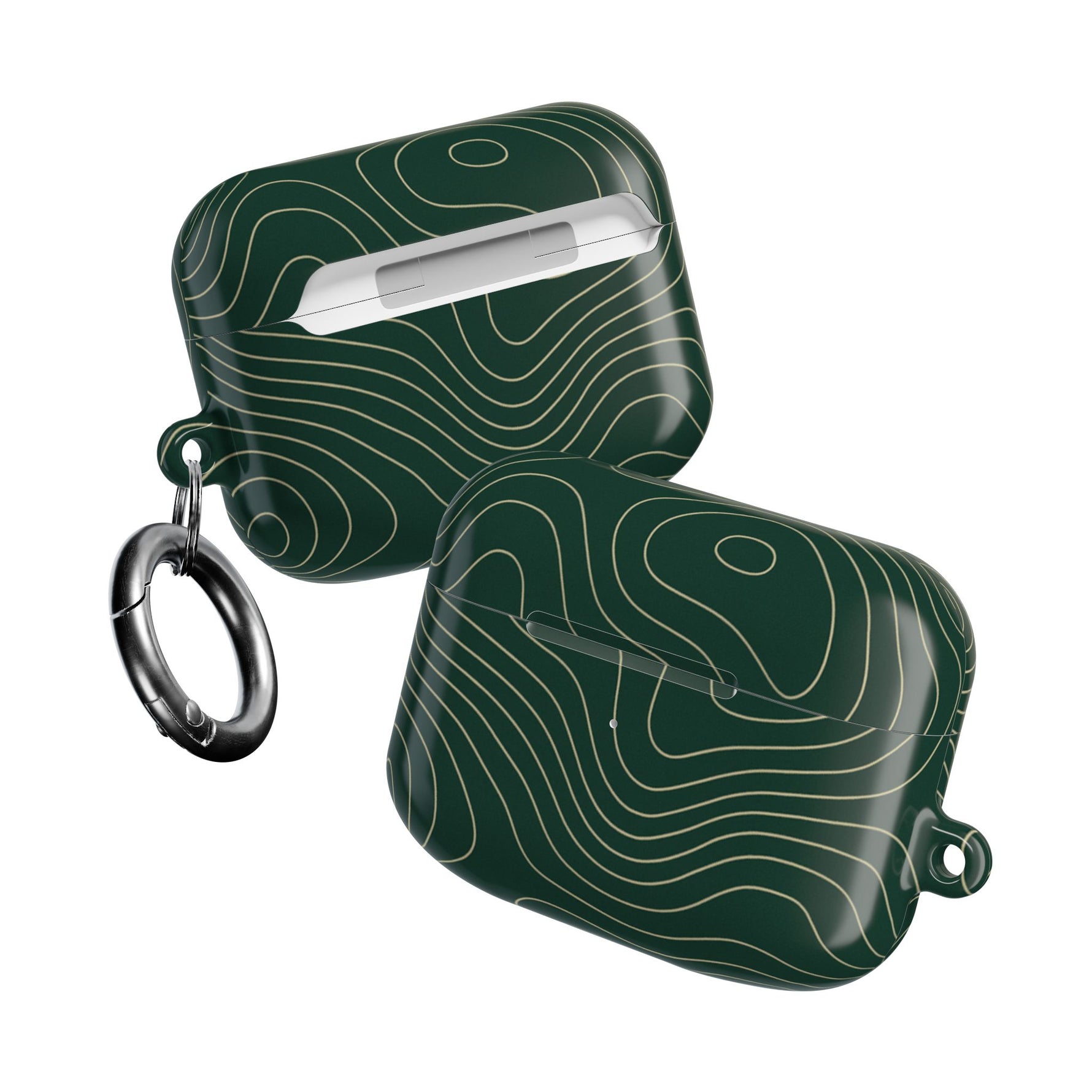 Topographic Green AirPod Case, Minimal Contour Design