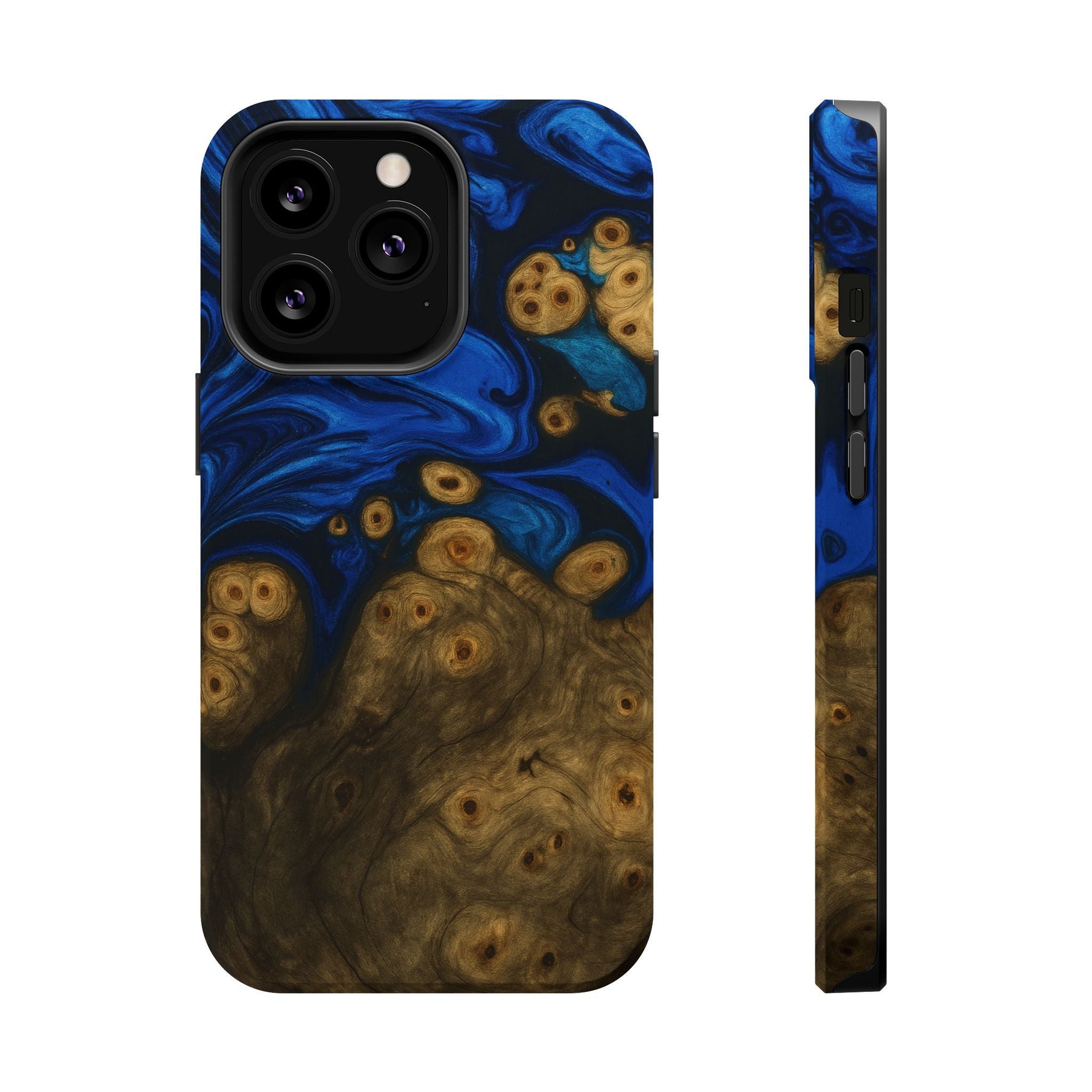 Blue Swirl & Burl Wood Impact iPhone Case | MagSafe compatible  Shamo's iPhone 13 Pro / Matte