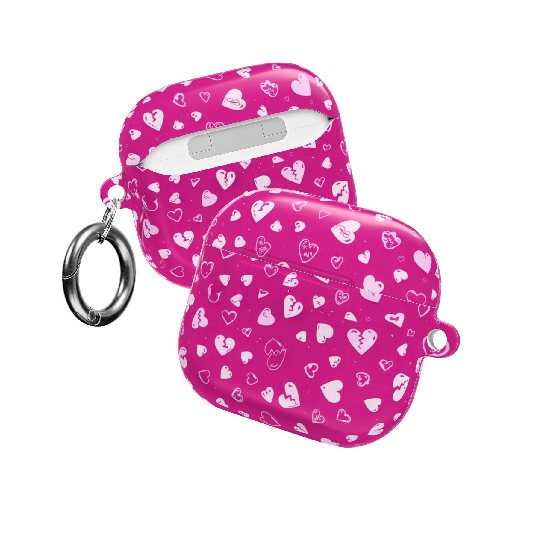 Pink Broken Heart Pattern AirPod Case — Cute Valentine Protective Charging Case