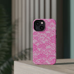 Pink Lingerie Lace Print Impact-Resistant iPhone Case | MagSafe - iPhone 17 / Glossy - Shamo's