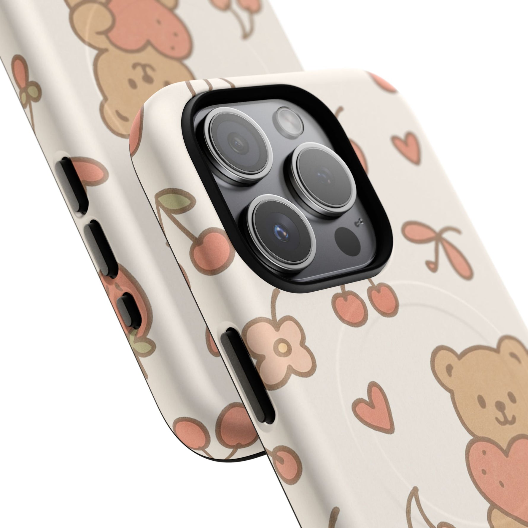 Teddy Berry Cozy Strawberry Pattern iPhone Case with MagSafe