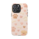 Pet Paw Pattern Phone Case — Pink Puppy Hearts & Bones with MagSafe - Shamo's