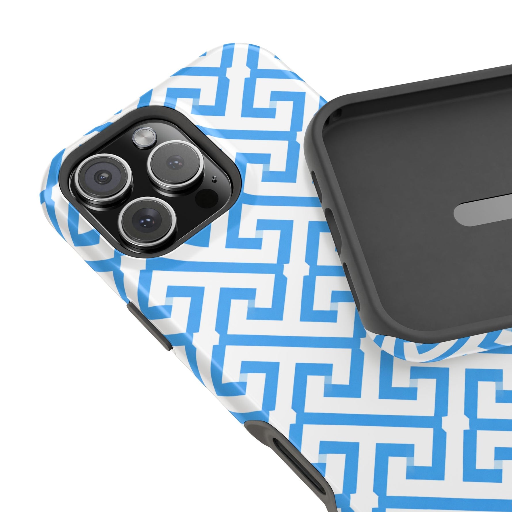 Preppy Blue Geometric MagSafe Compatible Impact Phone Case