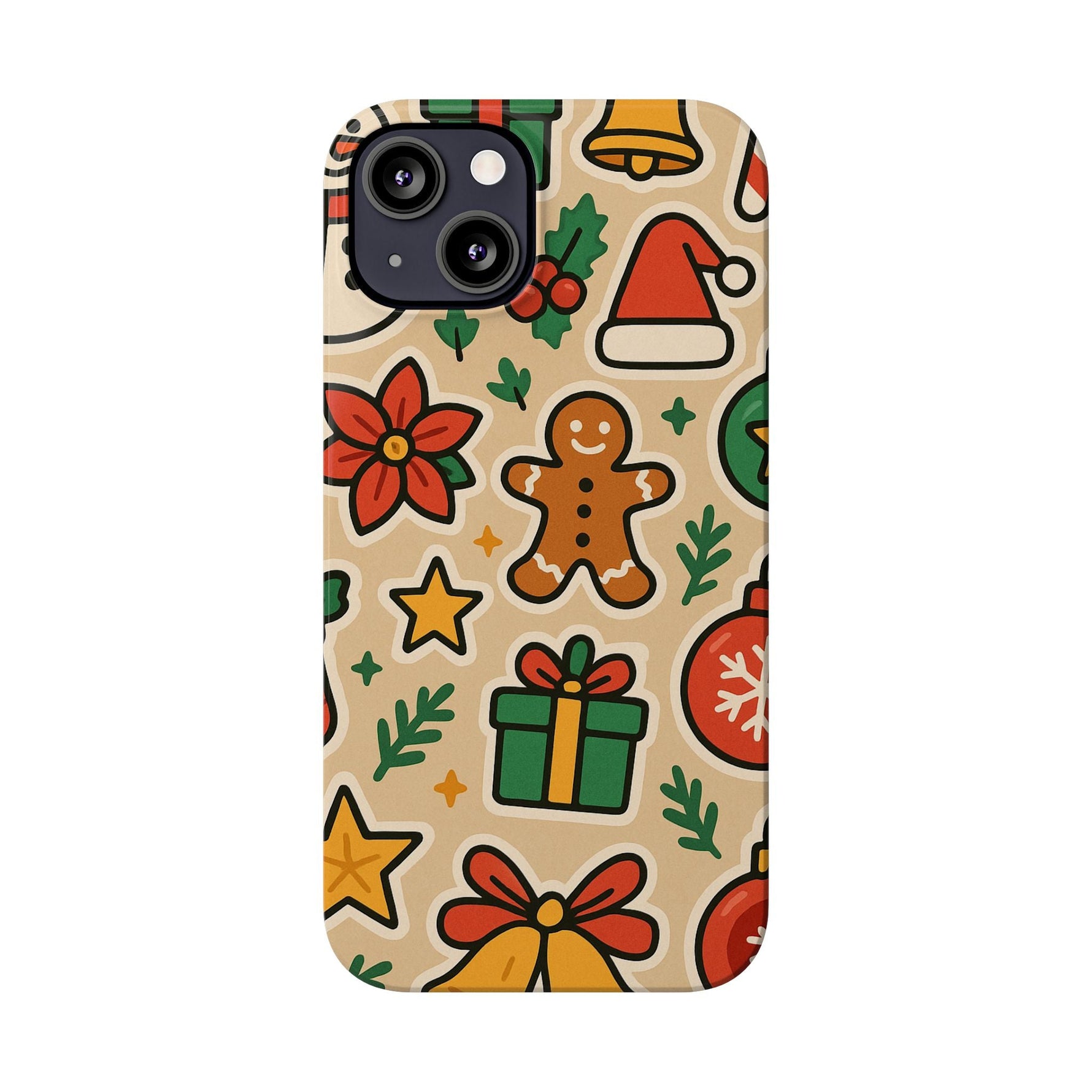 Holiday Pattern Slim iPhone Case — Gingerbread, Santa Hat & Gifts Holiday Design  Shamo's