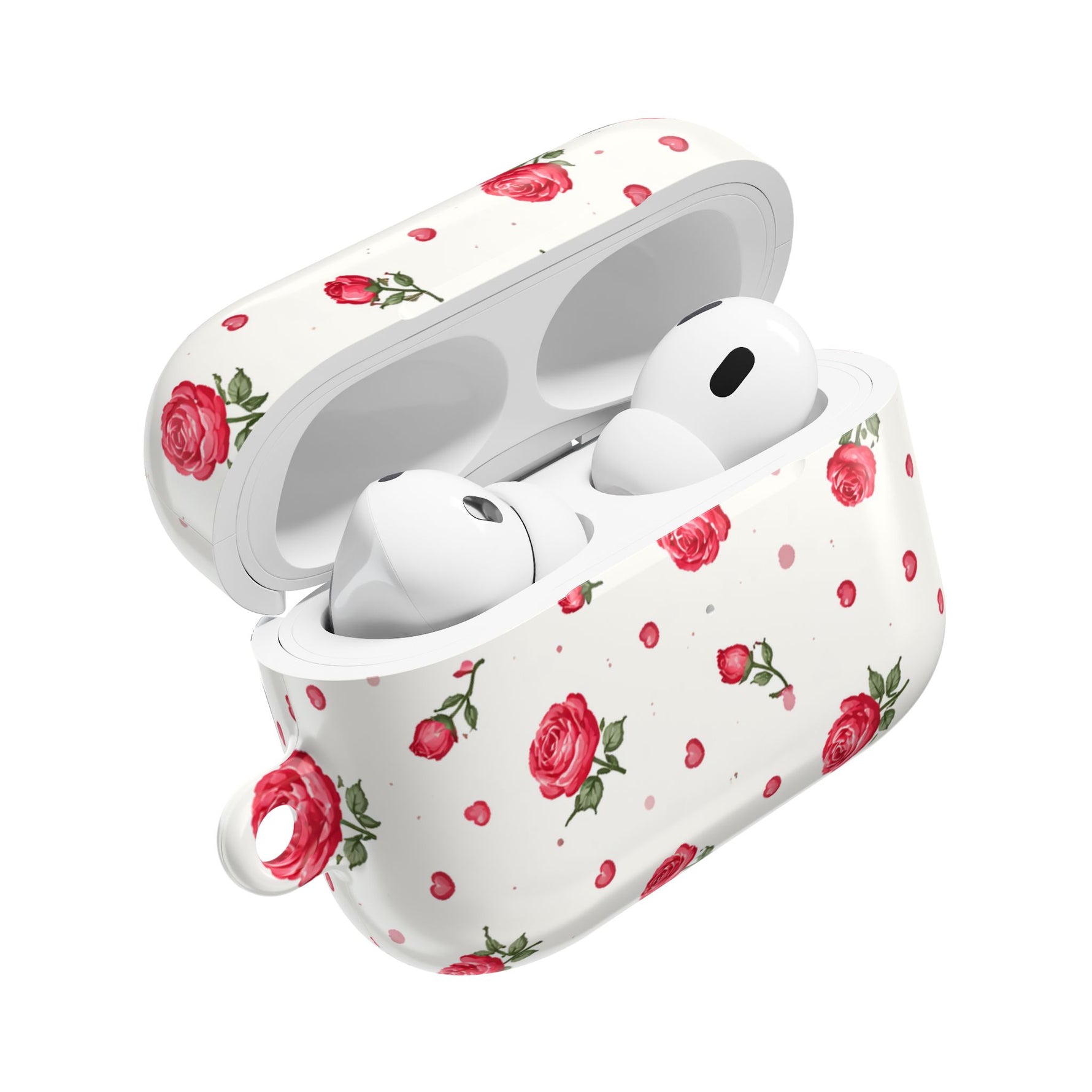 Floral Rose Pattern AirPod Case — Vintage Pink Rose Protective Cover - AirPods Pro Gen 1 / White / Glossy - Shamo's