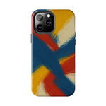 Abstract Brushstroke Tough Phone Case — Colorful Red, Blue & Yellow Protective Cover  Shamo's