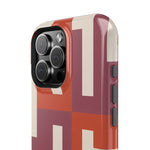 Retro Geometric Magnetic MagSafe Compatible Impact Phone Case — Bold Red & Terracotta Pattern