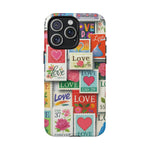 Vintage Romantic Love Stamp iPhone Case | Tough Protection + MagSafe