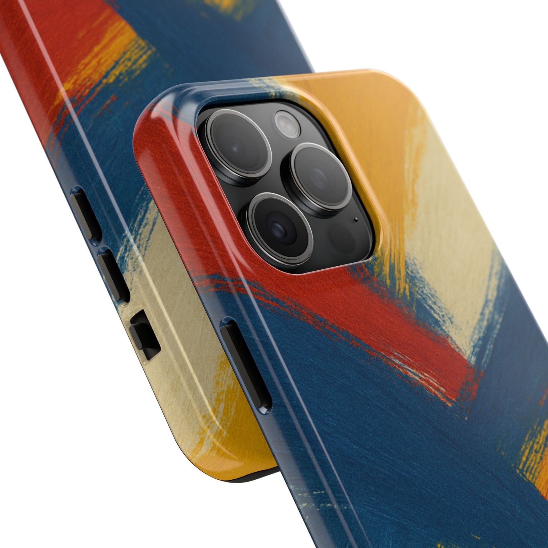 Abstract Brushstroke Tough Phone Case — Colorful Red, Blue & Yellow Protective Cover  Shamo's