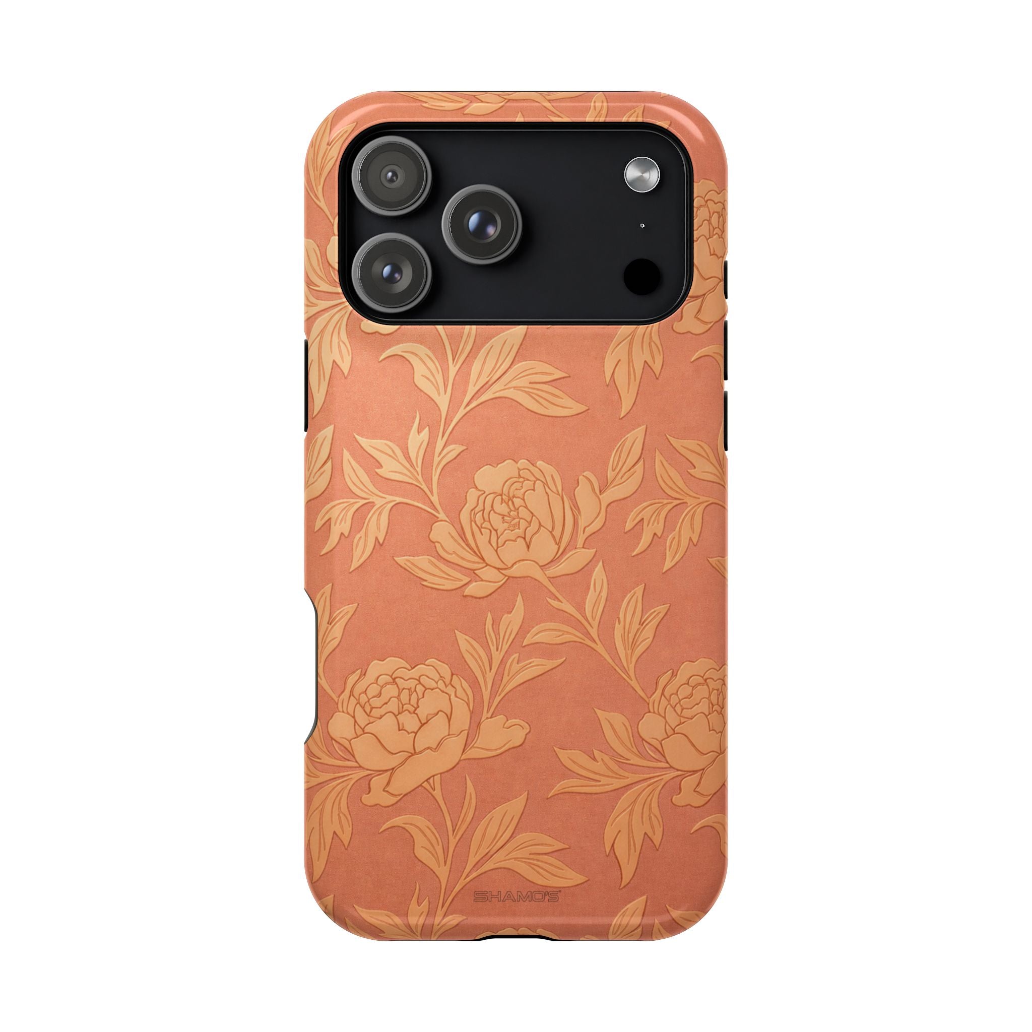 Floral Rose Gold Magnetic Impact-Resistant iPhone Case, MagSafe Compatible - iPhone 17 Pro Max / Glossy - Shamo's