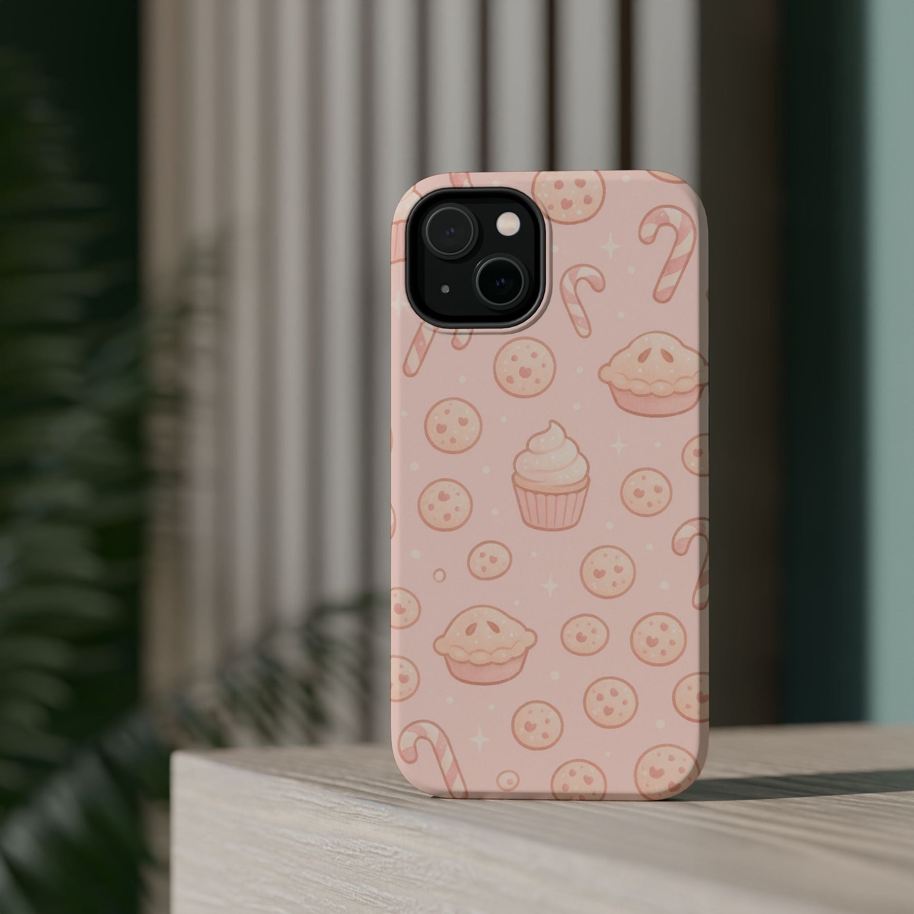 Pink Holiday Sweets Pattern (Cupcake, Pie, Candy Cane) iPhone Case with MagSafe  Shamo's