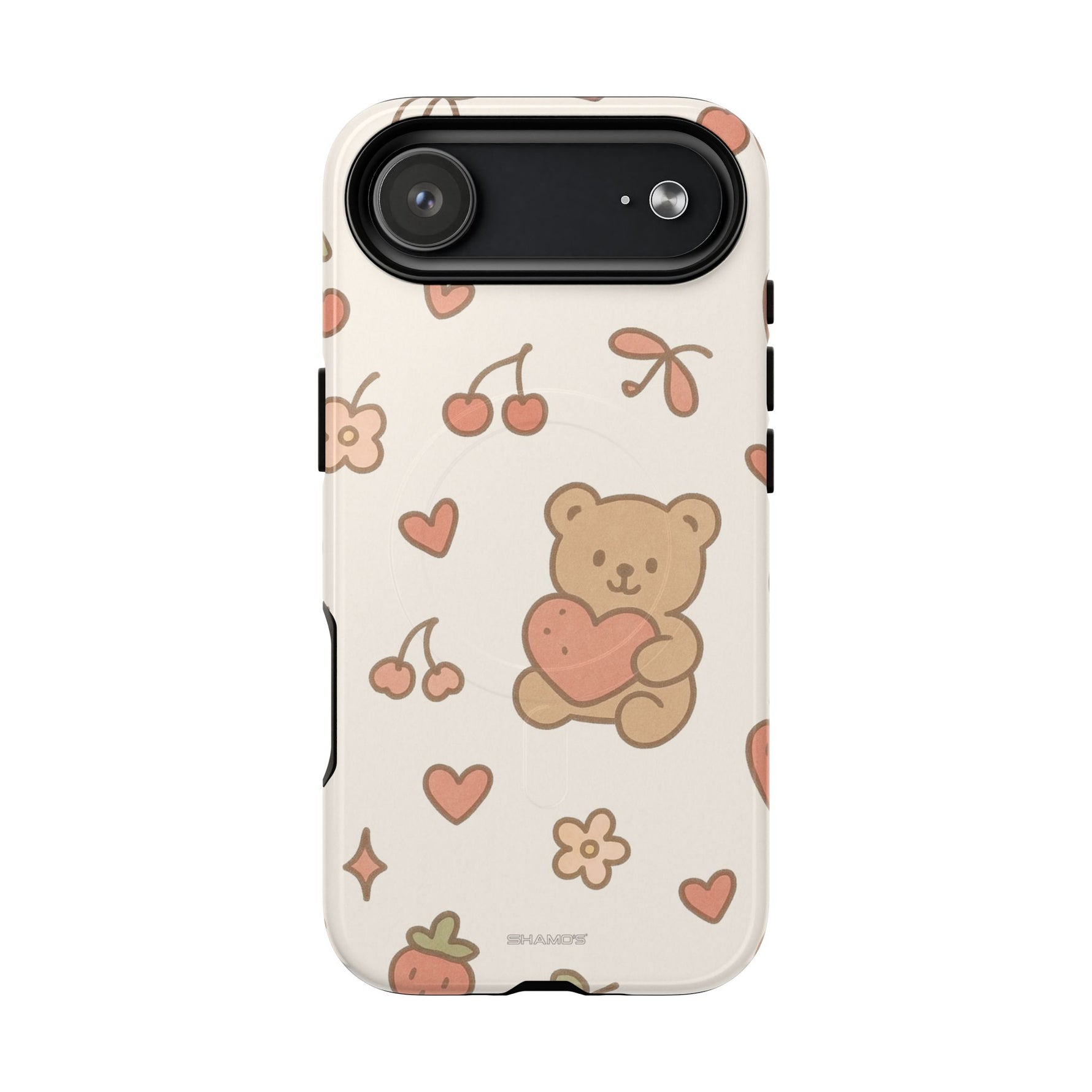 Teddy Berry Cozy Strawberry Pattern iPhone Case with MagSafe