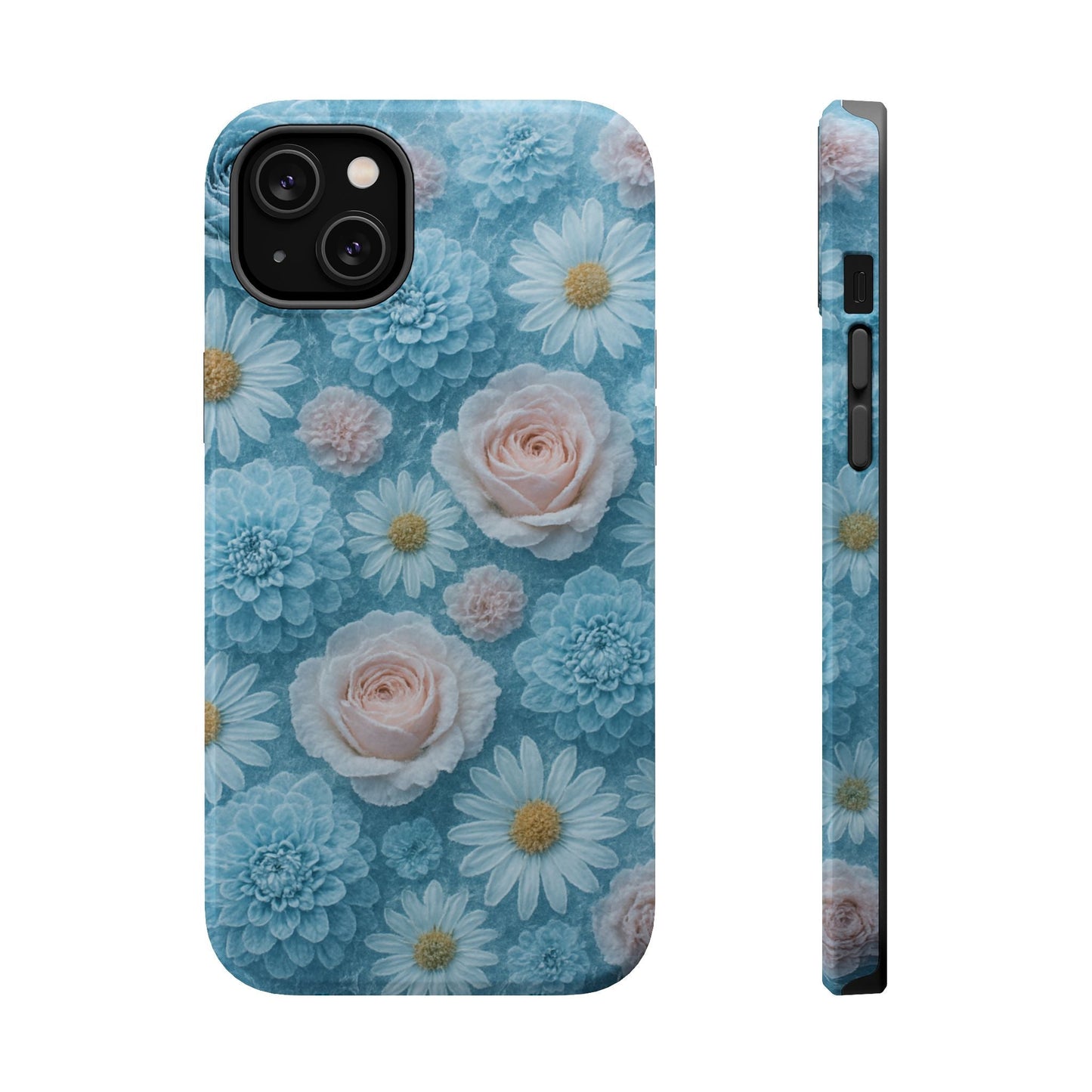 Frozen Floral Rose & Daisy Impact iPhone Case | MagSafe compatible  Shamo's iPhone 14 Plus / Glossy