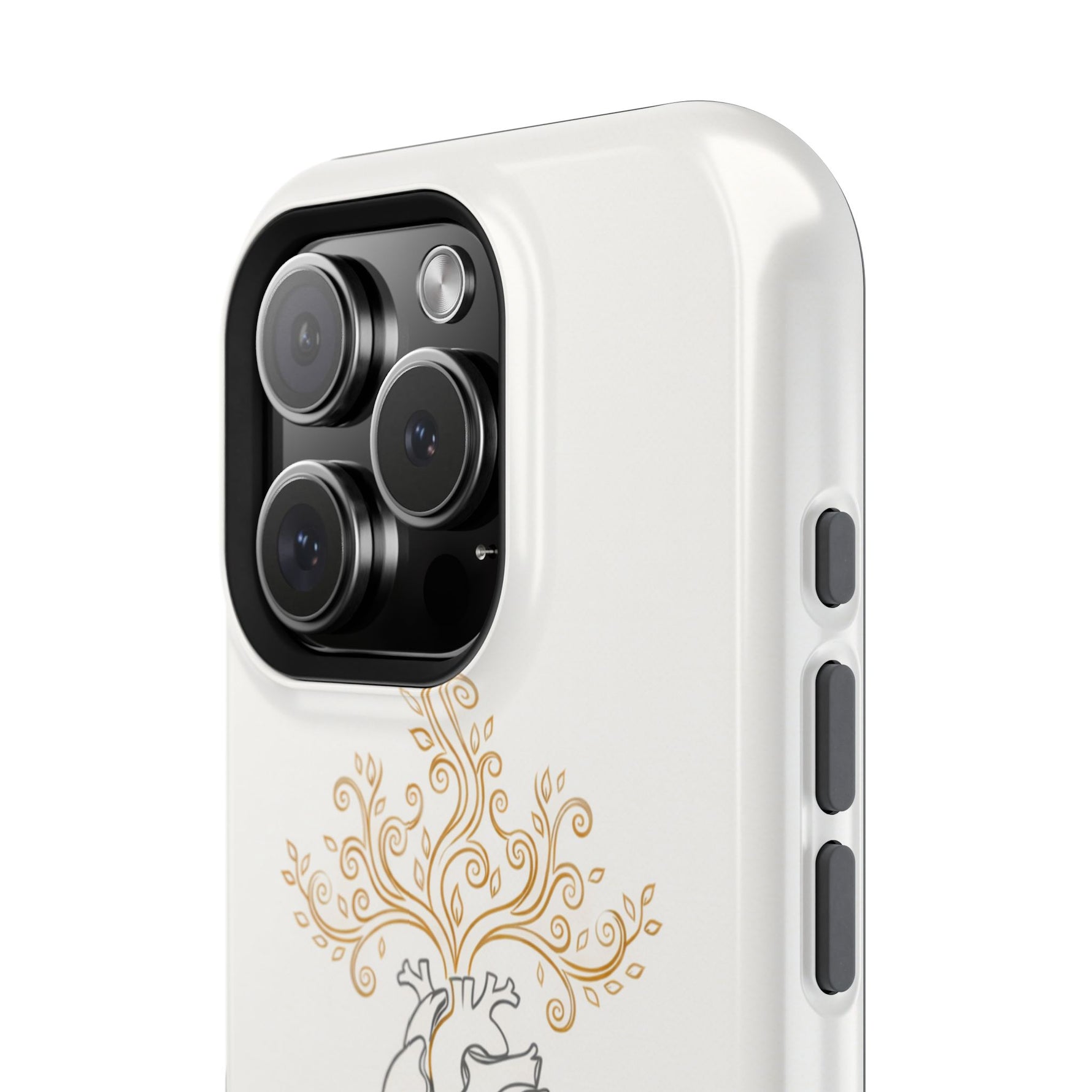 Minimalist Impact-Resistant iPhone Case, Heart Root Illustration ("Growth. Healing. Strength.") MagSafe Compatible - iPhone 17 / Glossy - Shamo's