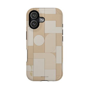 Geometric Beige Magnetic Impact-Resistant iPhone Case with Personalizable Quote and MagSafe Compatible - iPhone 17 / Glossy - Shamo's