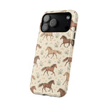 Wild Mustangs – Western Horse Pattern MagSafe Phone Case, glossy wide-camera Pro Max model, angled rear view