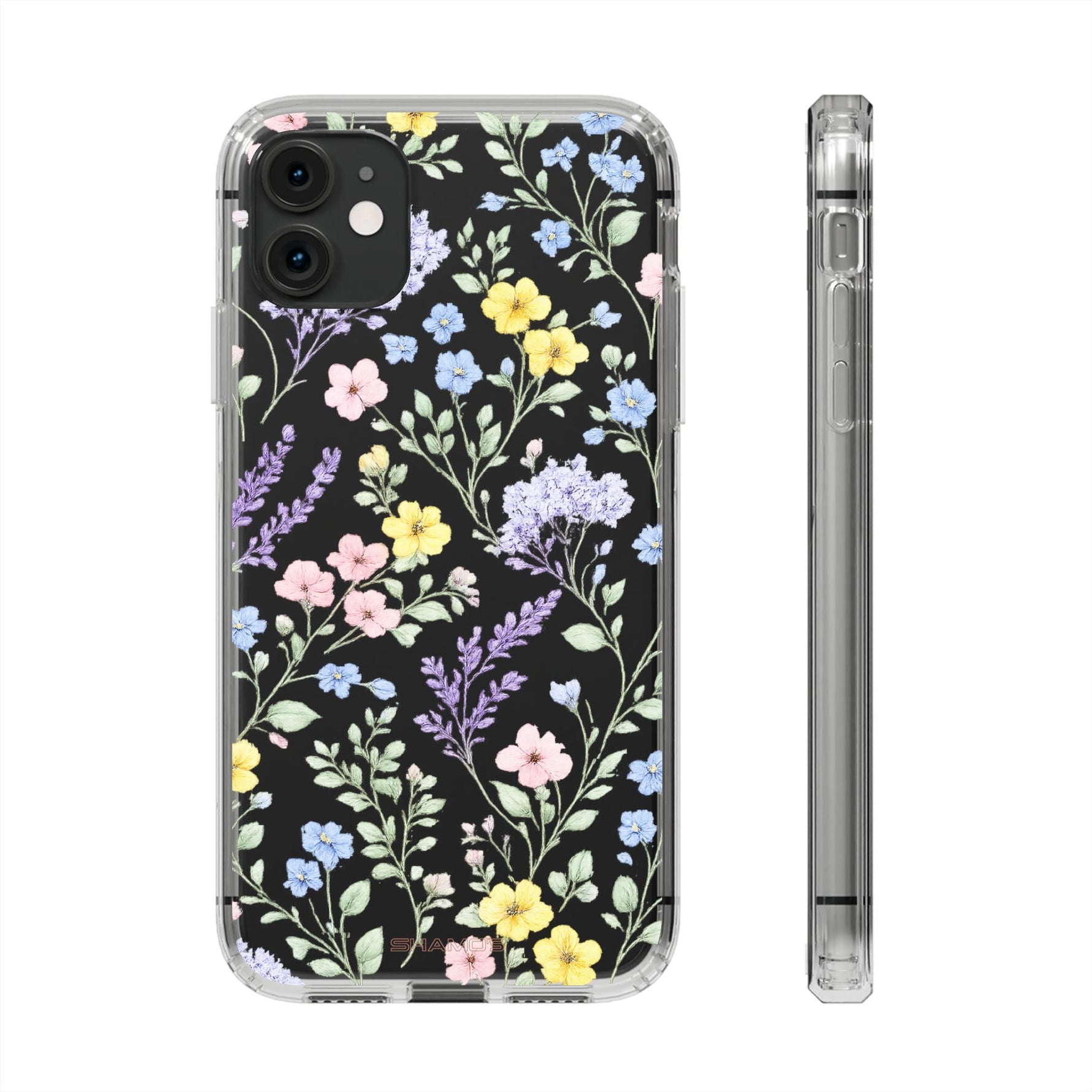 Clear Floral Impact-Resistant Phone Case — Pastel Wildflower Design