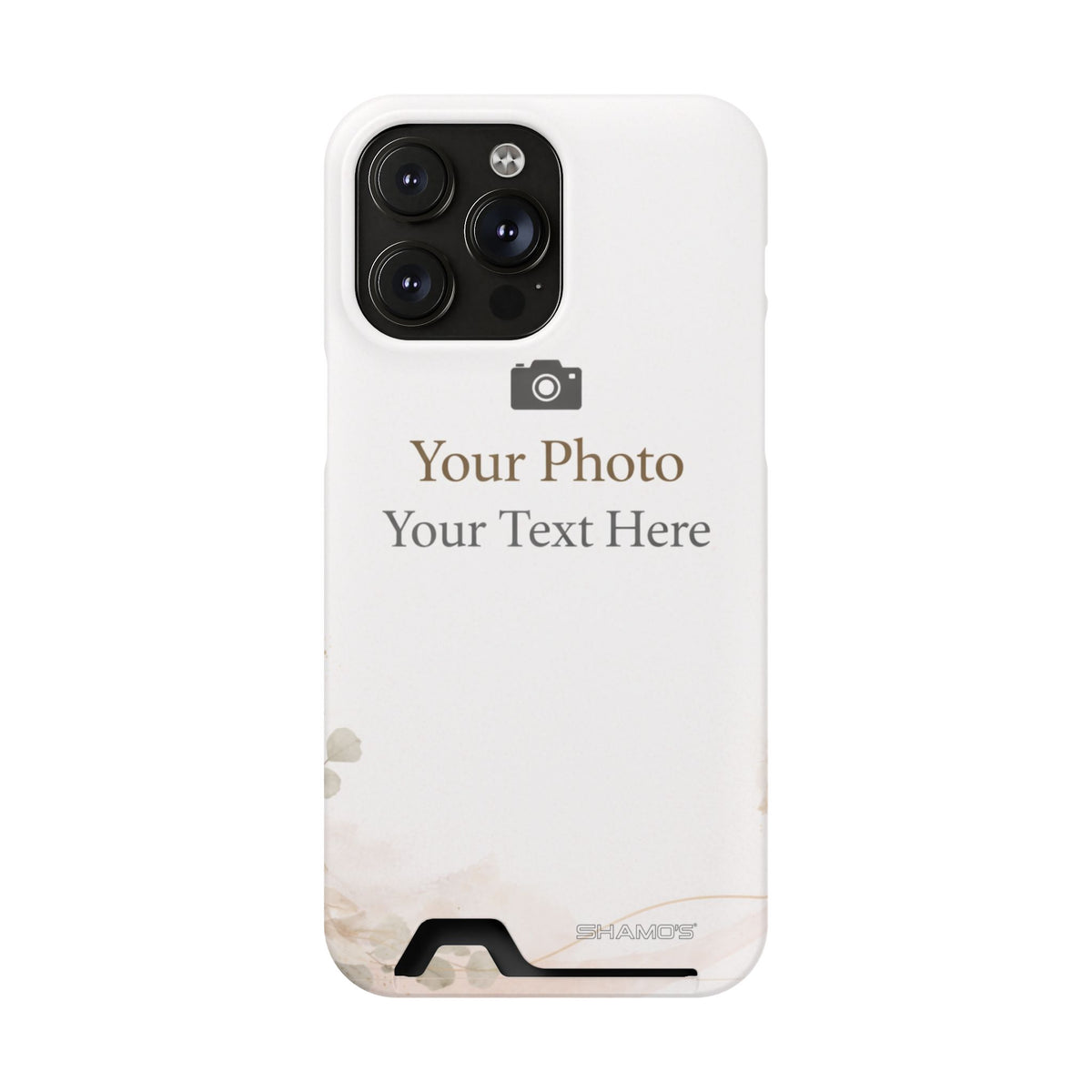 Funda para teléfono personalizable con tarjetero | Añade tu propia foto y texto