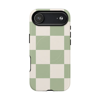 Sage Checkerboard Tough iPhone Case - Compatible with MagSafe
