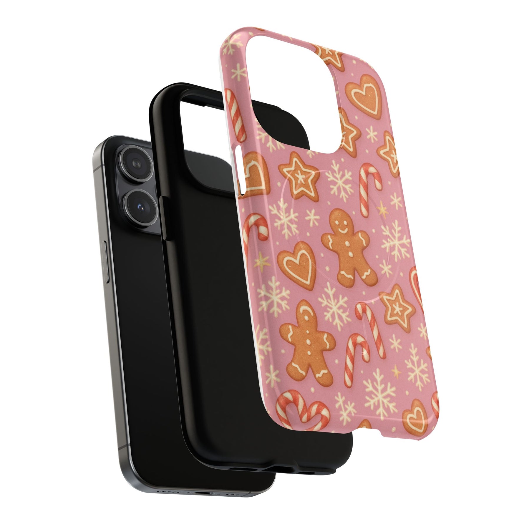 Pink Gingerbread Holiday iPhone Case with MagSafe compatibility - Shamo's