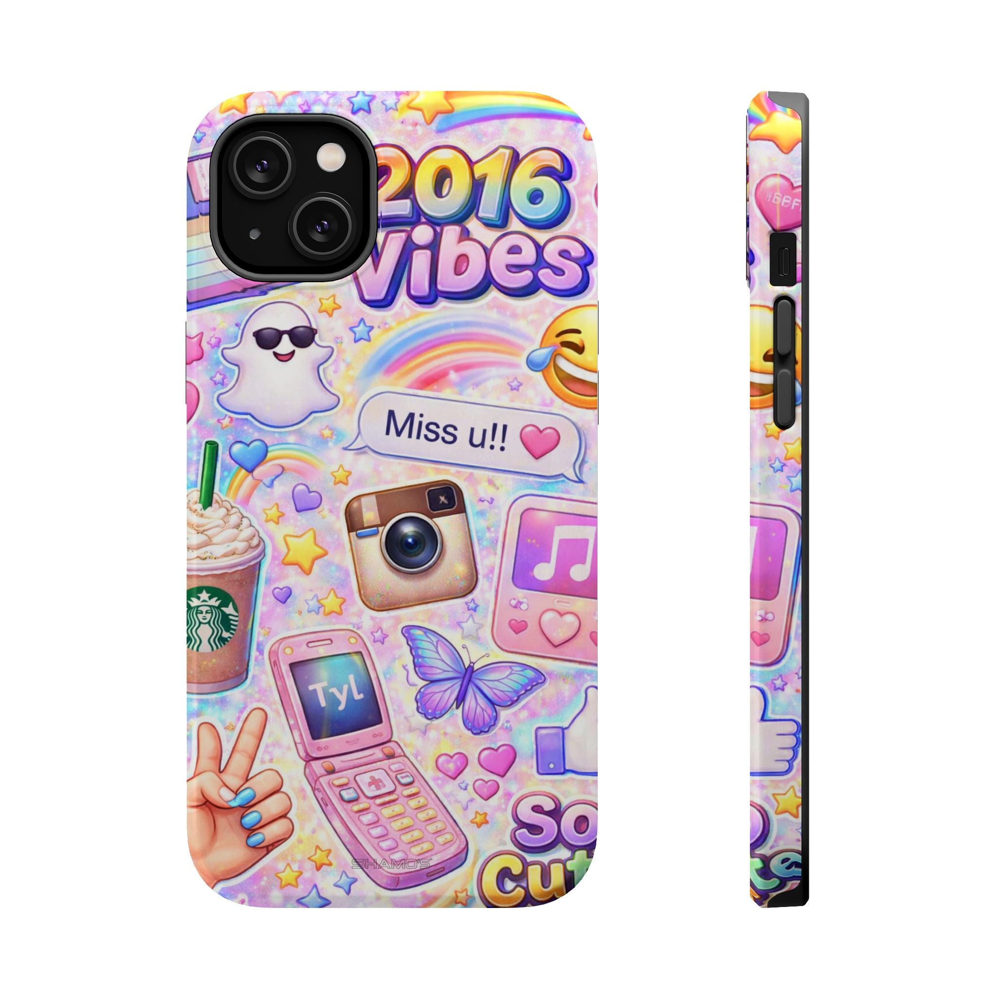 2016 Vibes Y2K Sticker Collage Magnetic Impact-Resistant iPhone Case with MagSafe Compatibility - iPhone 14 Plus / Glossy - Shamo's